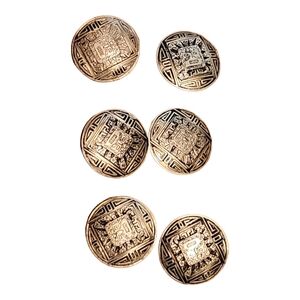 Set of 6 Vintage‎ Peruvian Silver Buttons